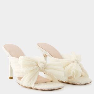 NWOT Loeffler randall Claudia Pleated Skinny Heel Mules 6B bridal shoes